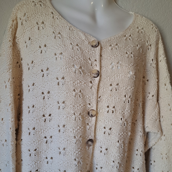 Long Sleeve Knitted Cardigan. Cream color. - Picture 13 of 13